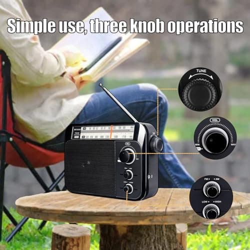 Retekess TR604 Portable Radio, Radios Mains and Battery(Black) — view 2