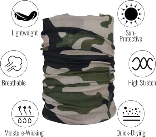 Multifunctional Headwear Neck Scarf Bandana Balaclava Face mask Headband Hairband Tube Gaiter Stretch Snood for Sports Yoga Running Cycling Hiking (Camo Green) — view 2