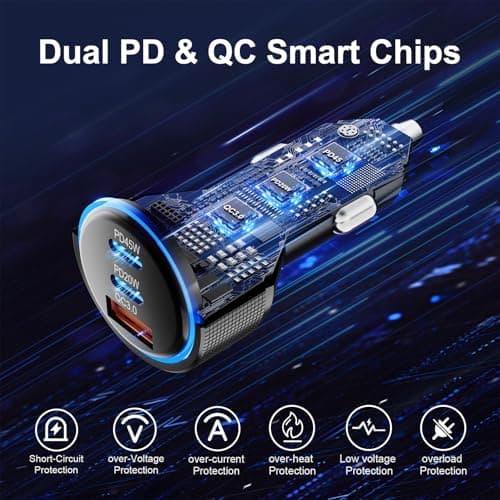 ANEXTIDE USB C Car Charger Fast Charging, 65W 3-Port Cigarette Lighter USB Charger with 45W PD USB-C & QC3.0 USB-A, Metal 12V/24V Car Phone Charger Adapter for iPhone, Samsung Galaxy, Pixel — view 4