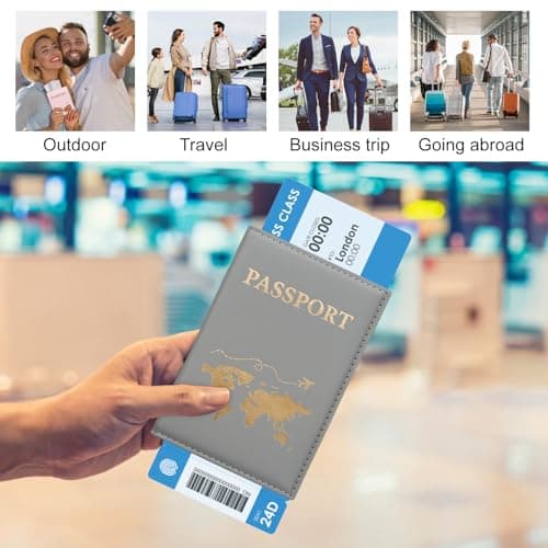 ILIYAH Passport Cover - Waterproof Travel Accessories, PU Leather Holder (Grey) — view 5