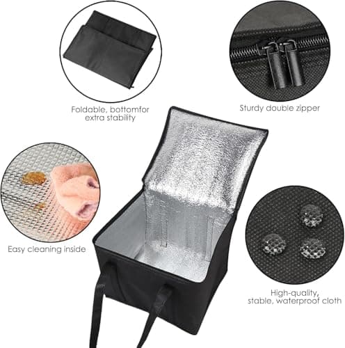 30L Cooler Bag, Insulation Shopping Bags, Food Delivery Bag, Large Insulated Lunch Bags with Zipper, Thermal Picnic Cool Bag for Camping, BBQ, Beach & Outdoor –Foldable & Portable — view 3
