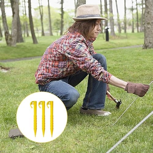 24 Pcs Plastic Tent Pegs, Heavy Duty Plastic Tent Nails for Awning Camping Caravan, Sturdy and Durable Camping Spike Hook, Reusable Canopy Stakes, Suitable for Fixing Tents, Tarps, Garden Weed Mat — view 6