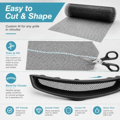 100x30cm Black Aluminium Alloy Mesh, Universal Automotive Grille Net for Car Bumper Hood Vent, Durable Black Mesh Screen for Vehicle Opening Body Kit — view 4