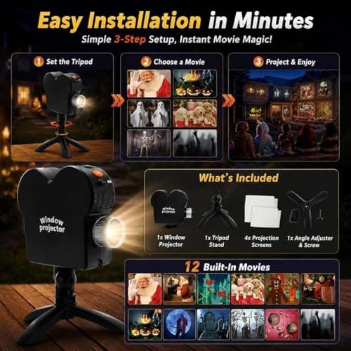 Halloween & Christmas Window Projector Lights with 12 Built-in Movies — view 3