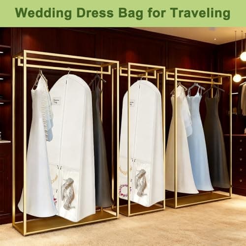 Wedding Dress Bag Covers,Extra Long Dress Garment Bag,Dustproof and Moisture-Resistant, Lightweight and Portable,Foldable Garment Bag for Wedding Gown,Evening Dress,Prom Dress,Travel Storage 72‘’ — view 6