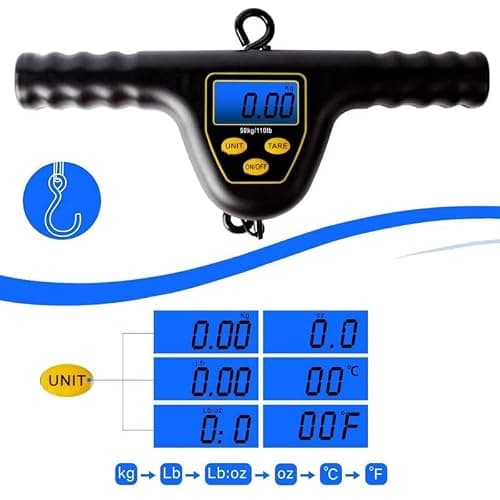 Digital Fishing Scale with Backlit LCD, 50kg/10g High Precision Hanging Scale with Kg/Lb/Oz Conversion, Tare & Data Lock, Portable Luggage Scale for Fishing, Travel and Camping — view 5