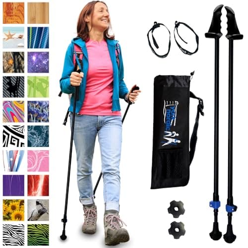 York Nordic Motivator Walking Poles for Balance and Rehab - Patented Stability Grips - Lightweight, Adjustable, and Collapsible - 2 Pieces Adjustable w/flip Locks - Heights 4'6" up to 6'2" - 230 lbs
