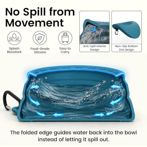 OHMO Non Spill Collapsible Dog Bowl, 700 ml, Peacock Blue — view 2