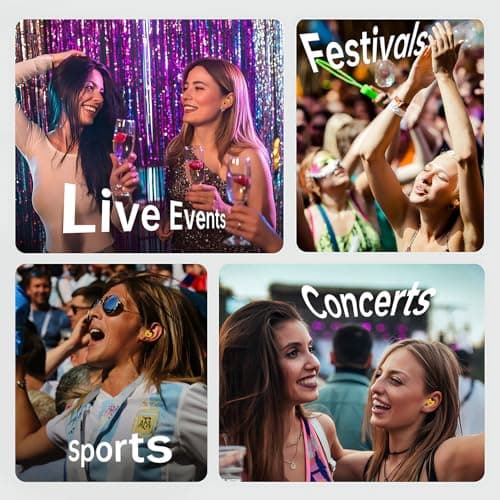 Relaxcharm Concert Ear Plugs Noise Reduction 19dB Earplugs for Concerts, Festival,Gig,Live Music,No Ringing with 10 Ear Tips (XS/S/M/L/Double Layer) Gold — view 6