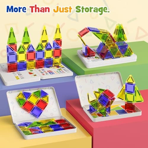 Magnetic Tiles Travel Set for Kids 40pcs: Portable Tin Case Creative Play — view 2