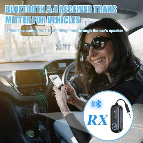 Airplane Bluetooth 5.4 Transmitter Receiver 2-in-1 Wireless Aux Adapter 3.5mm 18H Playtime Airfly pro 2 TV Airplane Car Gym Home Stereo Speaker Travel Flight — view 4