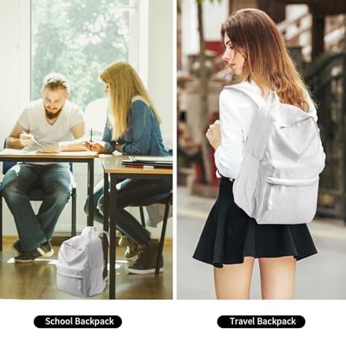 Gristor DIY Canvas Backpack White Casual Daypack Backpack Lightweight With Side Pockets for Travel,Shopping and Business Trip — view 5