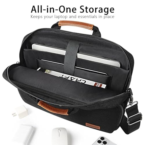 DOMISO 18 inch Laptop Bag Case Sleeve,Waterproof Business Briefcase Messenger Shoulder Bag for Lenovo LG Acer HP Dell MSI Alienware,Black — view 4