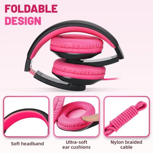 Rockpapa Comfort Foldable Kids Headphones Wired for School/Travel — view 2