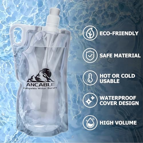 1L Hiking Collapsible Water Bottles, 4-Pack 33OZ BPA-Free Foldable Backpacking Water Bottle for Travel Camping Hiking — view 6