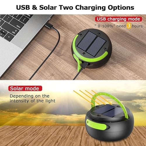 GlobaLink Rechargeable Camping Lantern, Solar Powered Camping Light，Green — view 3