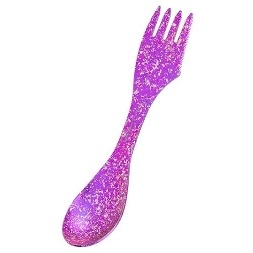 iBasingo 18.5cm Titanium Spork Ultralight Camping Travel Utensil Spoon Fork Knife 3 in 1 Outdoor Multifunctional Portabel Cutlery Picnic Backpacking Tableware Ti1064T (Purple)
