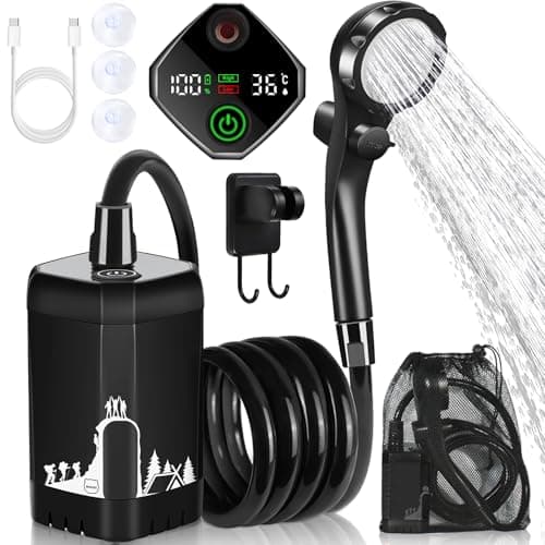 7800mAh Upgrade Portable Camping Shower with Digital Display & Temperature