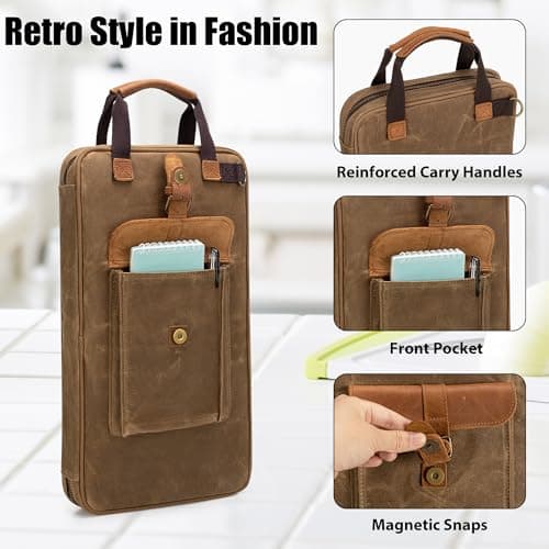 Damero Waxed Canvas Knife Bag with 11 Slots and 2 Zippered Mesh Pockets — view 3