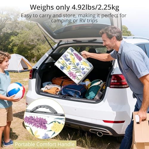 Anbte 2ft Folding Camping Table Max 70cm, 3 Adjustable Height Picnic Table with Storage Net Lightweight & Portable with Carry Handle, for Outdoor Indoor Camping Beach BBQ RV, Blooming Floral — view 5