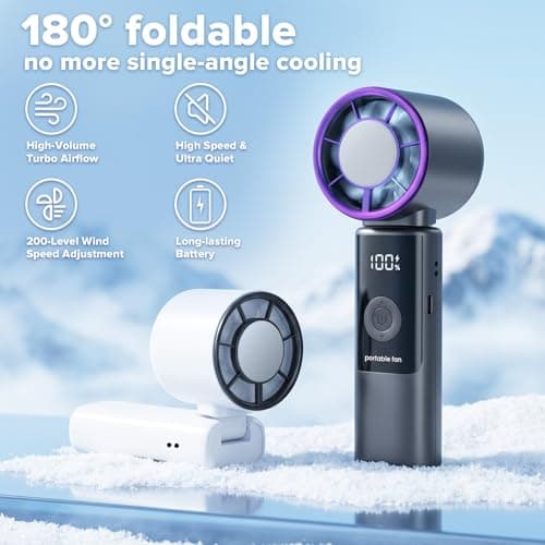 Portable Handheld Fan with Ice Cooler Pad, 5000mAh Rechargeable, 199 Speeds — view 5