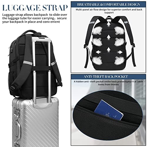 Extra Large Backpack for Women 55L,18.4Inch Travel Laptop Rucksack with USB Charging Port Big Business Carry On Backpack,TSA Flight Approved Heavy Duty Computer Bag College School Bookbag,Purple — view 6
