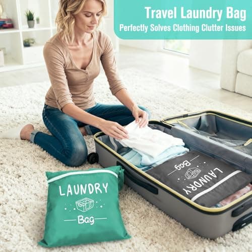 2Pcs Travel Laundry Bag, Small Laundry Wet Bag for Home and Travel (Green and grey) — view 6