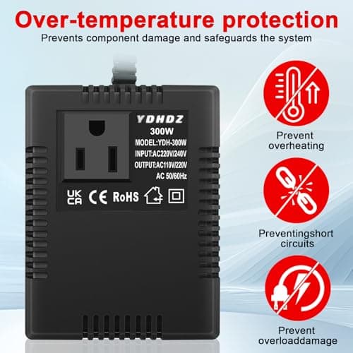 300W Step-Down Power Supply voltage converter 220V/240V to 110V/120V(UK Plug), Smart and Efficient Temperature-Protected Adapter, Suitable for WiFi, POS Machines and Power Bank — view 5