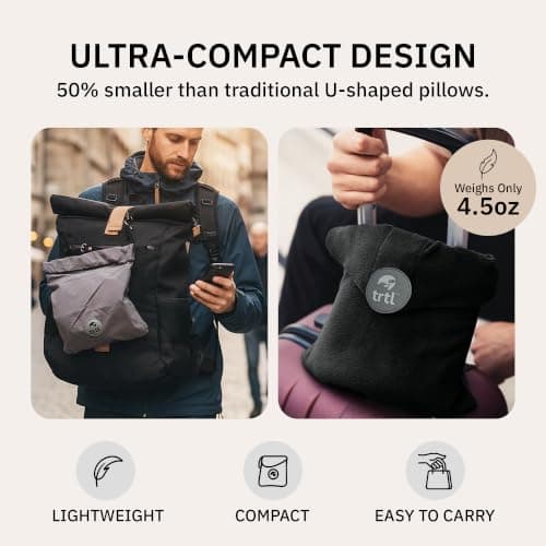 trtl Travel and Airplane Pillow - Real Sleeping Experience on Long Flights - Neck and Shoulder Support - Super-Soft, Lightweight, Easy-to-Carry, and Machine-Washable Flight Pillow - Grey — view 5