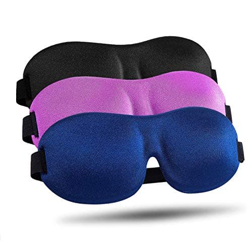 Upgraded 3D Contoured Sleep Mask 3 Pack, Full Blackout Zero Pressure Eye Cover, Soft Breathable Blindfold with Adjustable Strap for Side Sleepers, Men Women Night Sleep Travel