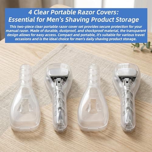 Elegaperma 4 Pcs Transparent Razor Case,Plastic Clear Safety Razor Cover — view 3
