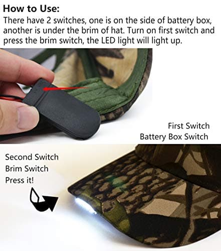 UltraKey Hands Free LED Baseball Cap Light Glow Bright Women Men Sport Hat Dark for Outdoor Jogging Breathable Snapback Hats Hip Hop Party Holiday Rechargeable Camo — view 6