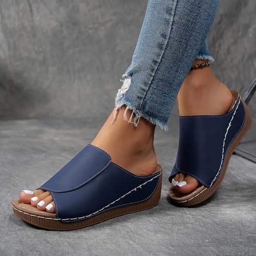 Women's Flip Flops, 2025 New Women's Orthopedic Wedge Sandals Arch Supported Open Toe Comfortable for Beach Hiking Casual Wear Sky Blue 6 — view 3