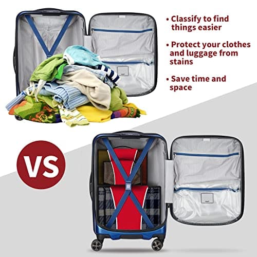 Vinsani 3pc Packing Cubes Travel Organiser Set for Suitcase, Red — view 3