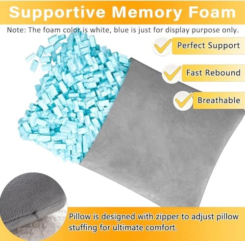 1 MIDDLE ONE 2 Pack Small Pillow, Memory Foam Mini Pillow 11 X 7 Inches for Travel, Sleeping, Nap and Neck, Knee, Lumbar Support, Tiny Cushion for Pet, Dogs (Grey) — view 2