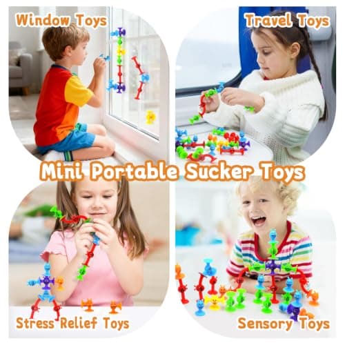ECHOCUBE Suction Toys, 28 Pcs Suction Cup Bath Toys for Kids 3+ Years Old, Sensory Sucker Toys, Stress Relief Toys Travel Toys for Toddlers & Adults — view 5