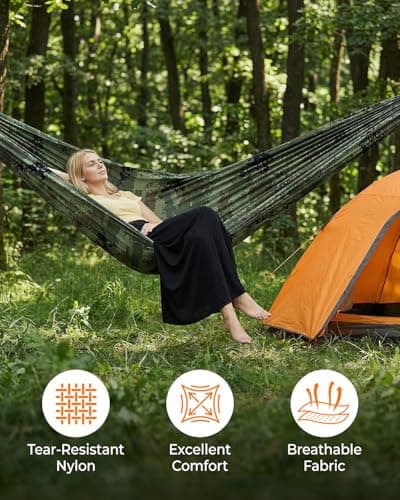 Zumhigh Camping Hammock 270x140CM with Mosquito Net, Ultra Lightweight Durable 210T Parachute Nylon Travel with Tree Straps Easy to Setup Hammock Camping for Outdoor — view 5