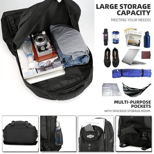 Ezmina 65L/85L Hiking Backpack Large Rucksack for Men and Women Black Camping Backpack Waterproof Hiking Daypack Trekking Bag for Travelling Touring Climbing Outdoor Sport — view 4