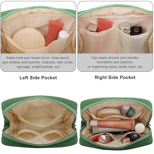 DOB SECHS Waterproof Mini Travel Makeup Carrying Case Wash Bags Cosmetic Bag Portable Electronics Accessories Organizer Wash Gym Shaving Bag (#25081-Green, Small) — view 4