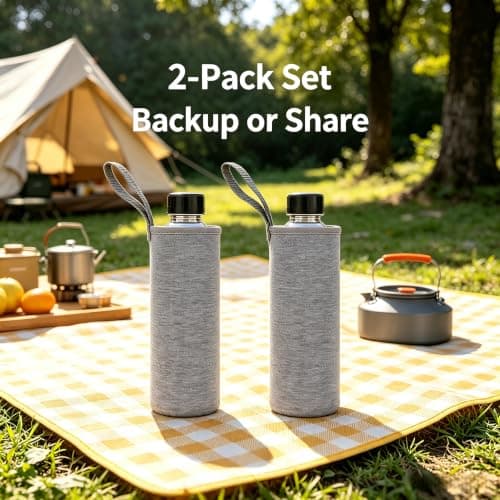 2-Pack Insulated Water Bottle Thermal Sleeve Cover for 550ml/750ml/1000ml/1500ml Bottles – Stretchable Scuba Fabric, Scratch & Resistant, for Camping, Hiking, Travel(550ML Grey) — view 4