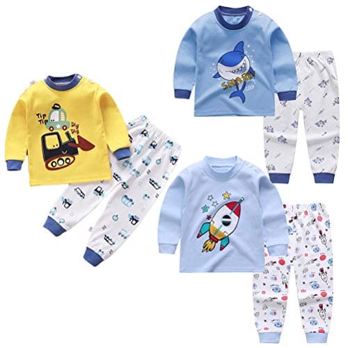XM-Amigo Baby Boys 3 Pack Cotton Long Sleeve Pajama Sets,12-18 Months