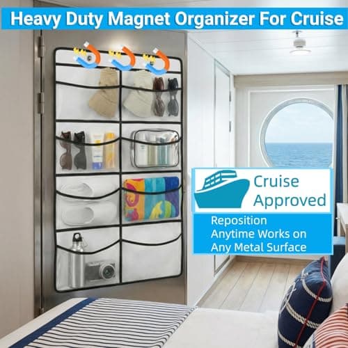 ANNISITE Magnetic Cruise Organizer, 8 Large Durable Pockets Over The Door Organizer For Cruise Ships, Magnetic & Hanging Cruise Organizer, Cruise Essentials 2026 （ 40" x 21.6"） — view 3