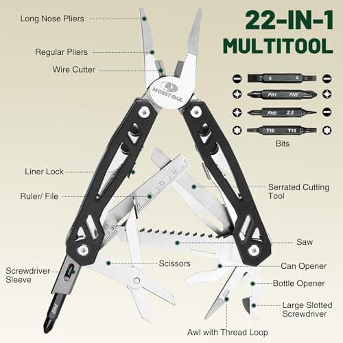 Mossy Oak 22-in-1 Pocket Multi Tool Pliers, Black — view 2
