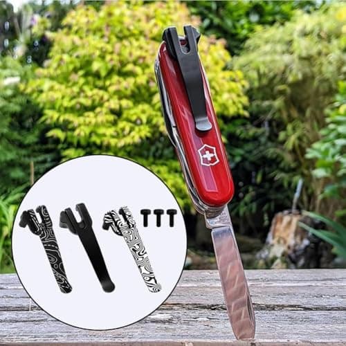 Hophelia Pack of 2 91 mm Swiss Army Deep Carry Bag Clip, Stainless Steel Deep Carry Bag Clip with Screws, Folding Knife Replacement Clips, Practical Waist Accessories (Contour) — view 6