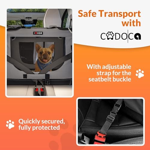 CADOCA Dog Crate Carrier, Car Foldable Travel Cage + Bowl, XXXL Grey — view 2