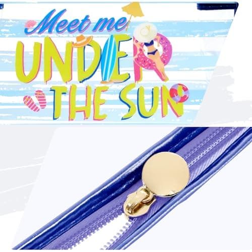 COSHAYSOO Sunscreen Bag Clear Makeup Toiletry Pouch Beach Vacation Essentials for Women Teen Girls Trip Gifts Summer Pool Travel Must Have Accessories Waterproof Stuff, Multi-Under the Sun, Swim — view 2