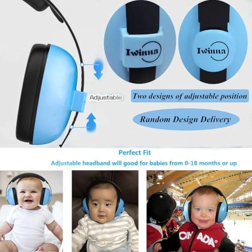 Iwinna Baby Ear Defenders 0-3 6-12 12-24 Months, Noise Cancelling Headphones for Infants Toddlers, Soft Ear Muffs for Airplane Travel, Sleep & Loud Events, Hearing Protection for Sensitive Ears, Blue — view 5