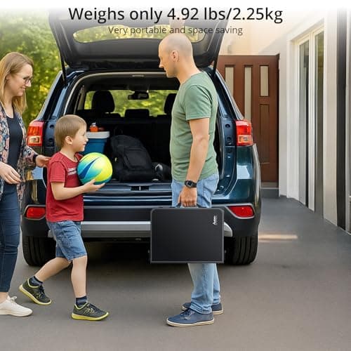 Anbte 2ft Folding Camping Table with Storage Net, 3 Adjustable Heights Small Folding Table Lightweight & Portable with Carry Handle, for Camping, Fishing, Picnic, Beach, Outdoor, 60 x 40cm, Black — view 2