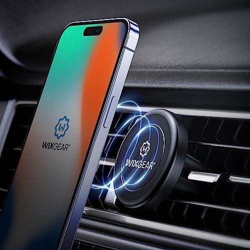WixGear Magnetic Phone Holder for Car, [2 Pack] Universal Air Vent Magnetic Phone Mount for Car, Car Phone Holder Mount for Cell Phones and Mini Tablets with 4 Metal Plates — view 2