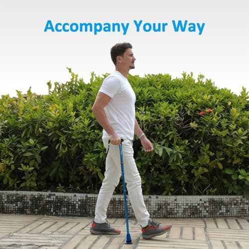 HEALTHBAZAAR All Terrain Walking Stick for Men & Women, Lightweight, Foldable, Adjustable, Shock Absorption, Collapsible Walking Stick for Seniors & Adults | HealthBazaar (Blue) — view 6